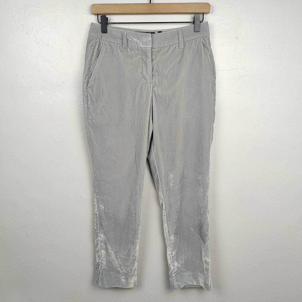Wildfang The Empower Velvet Slim‎ Crop Pants Womens 2 Silver Preppy